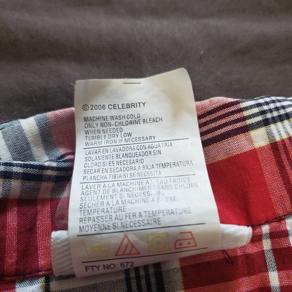 Fancy Plaid Button Up Shirt Collared 24 Month Size 100% Cotton Red Like new - Picture 7 of 7